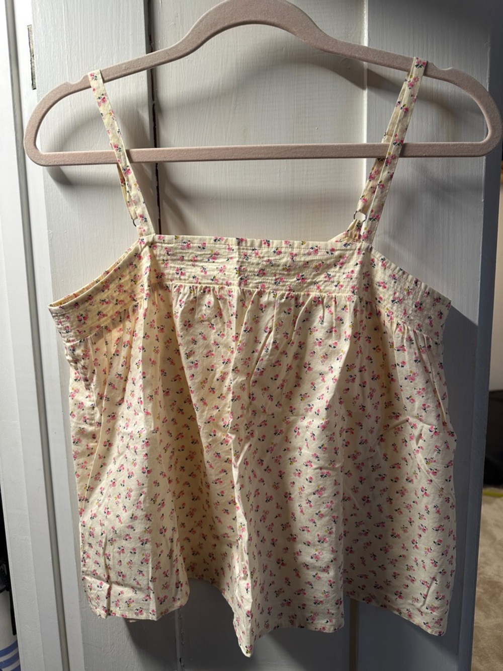 Madewell Cream Tank with Pink Floral Print